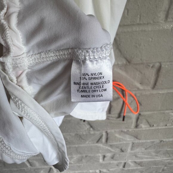 L'ETOILE SPORT White Racerback Athletic Tank Top -Size Small Orange Drawstring - Picture 4 of 4